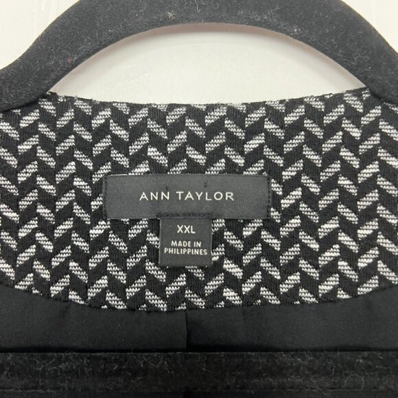 Ann Taylor Jacket Blazer Herringbone Black White Snap Button Front XXL - Picture 2 of 4